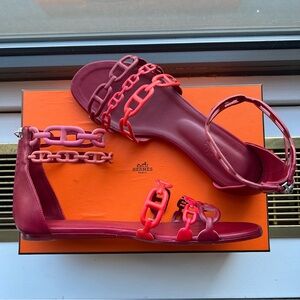 Hermes Venus Nappa Multicolor Rouge Tibetain Sandal